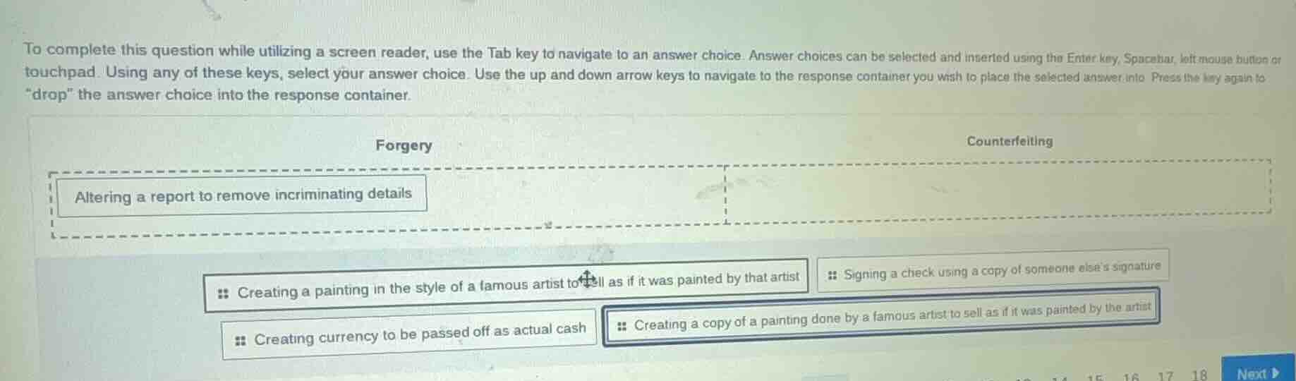 to complete this question while utilizing a screen reader, use the tab …
