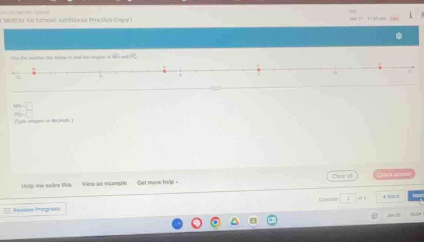 use the number line below to find the lengths of \\( \\overline{mn} \\)…