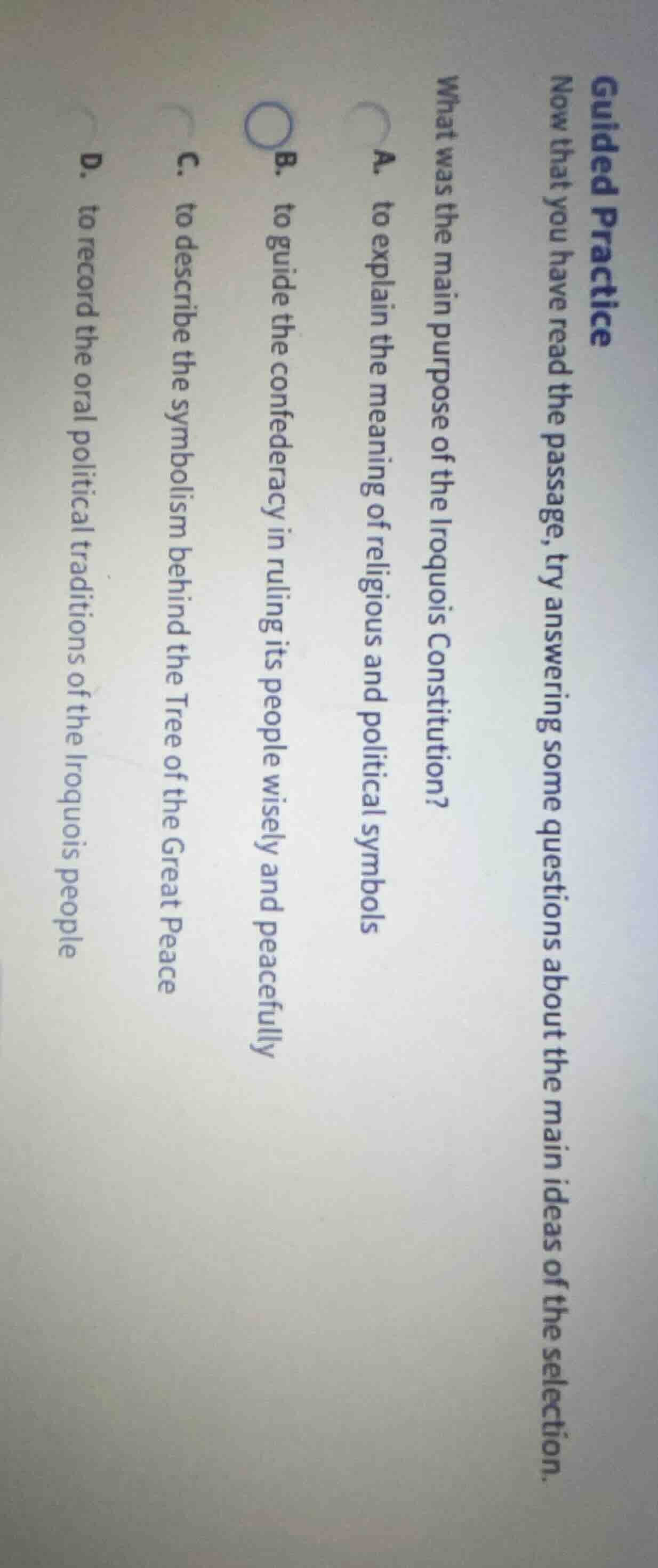 guided practice now that you have read the passage, try answering some …