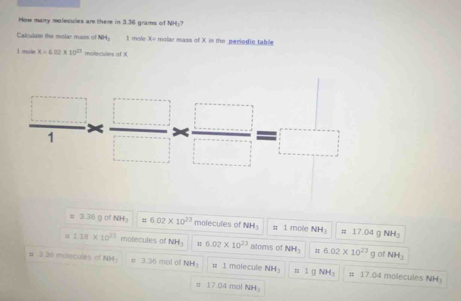how many molecules are there in 3.36 grams of $nh_3$? calculate the mol…