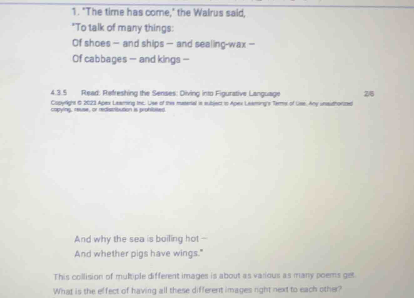 1. the time has come, the walrus said, to talk of many things: of shoes…
