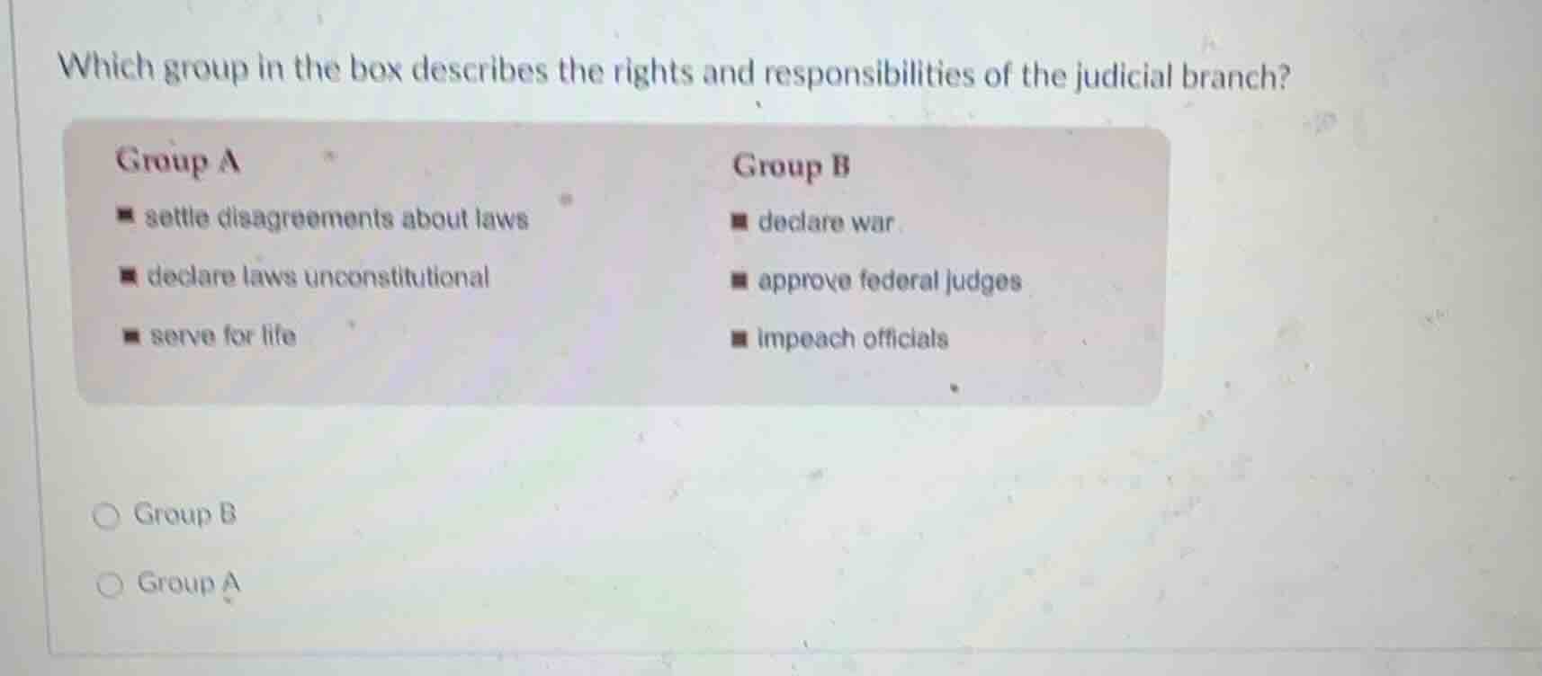 which group in the box describes the rights and responsibilities of the…