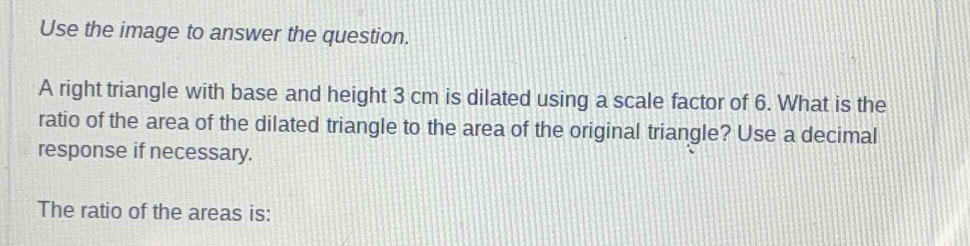 use the image to answer the question. a right triangle with base and he…