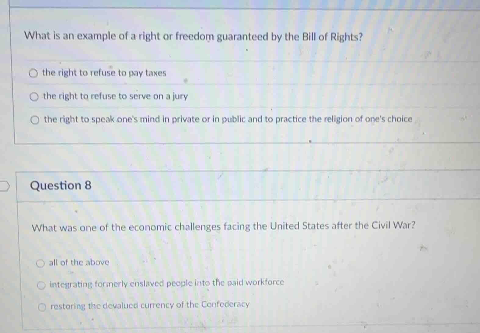 what is an example of a right or freedom guaranteed by the bill of righ…