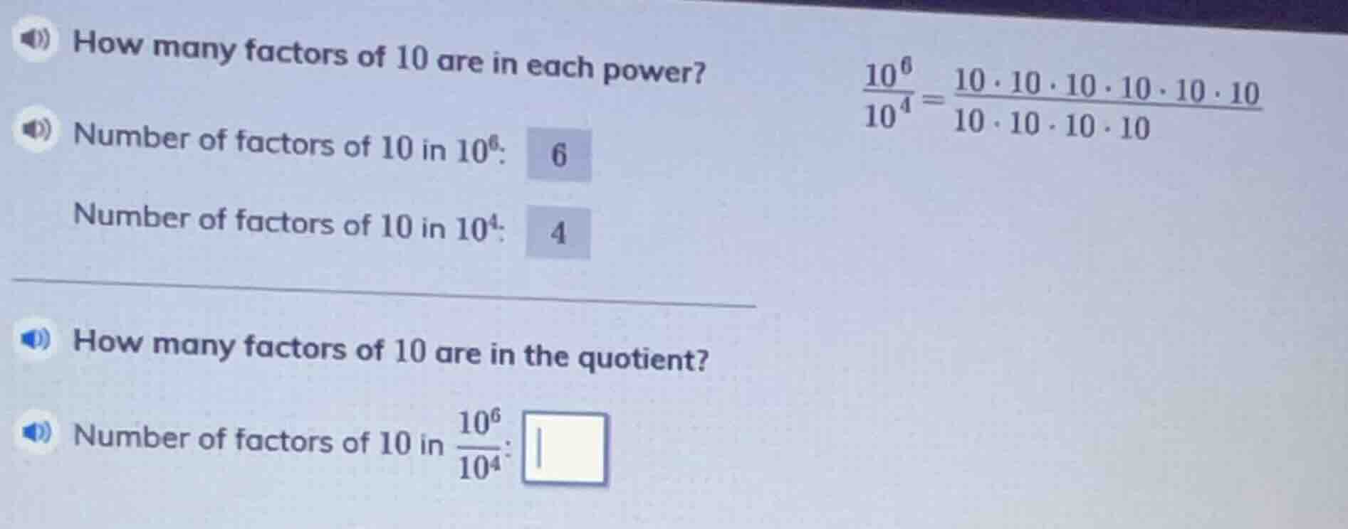 how many factors of 10 are in each power? number of factors of 10 in $1…
