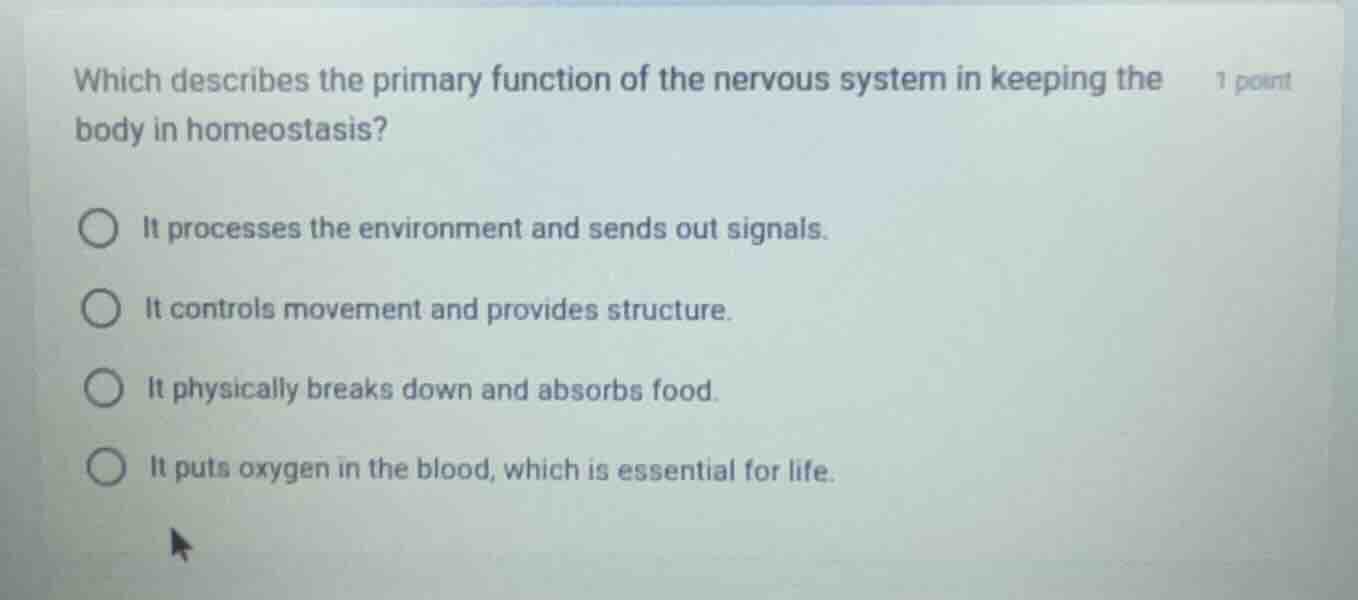 which describes the primary function of the nervous system in keeping t…