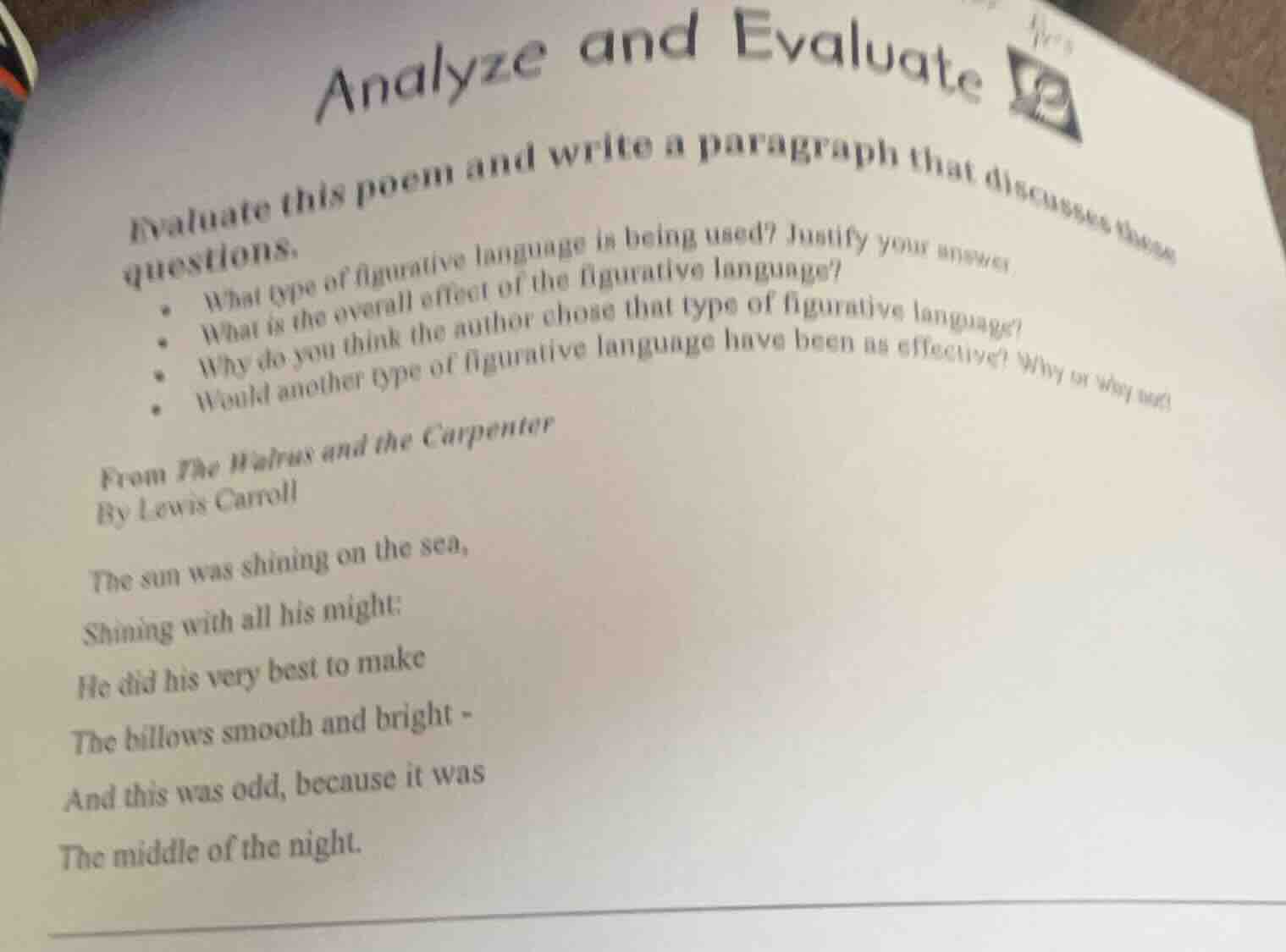 analyze and evaluate evaluate this poem and write a paragraph that disc…
