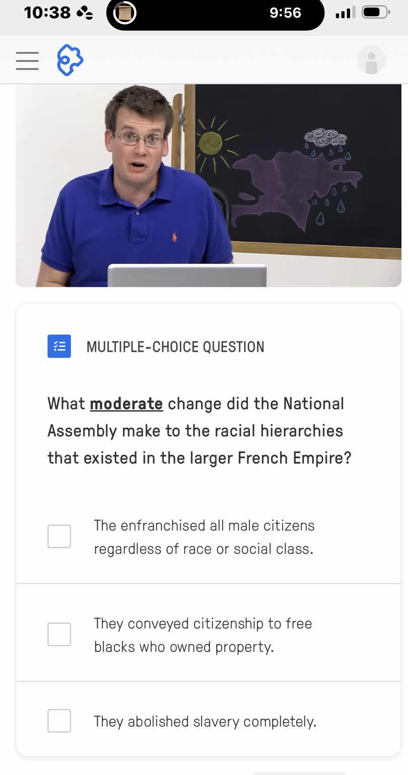 multiple-choice question what moderate change did the national assembly…