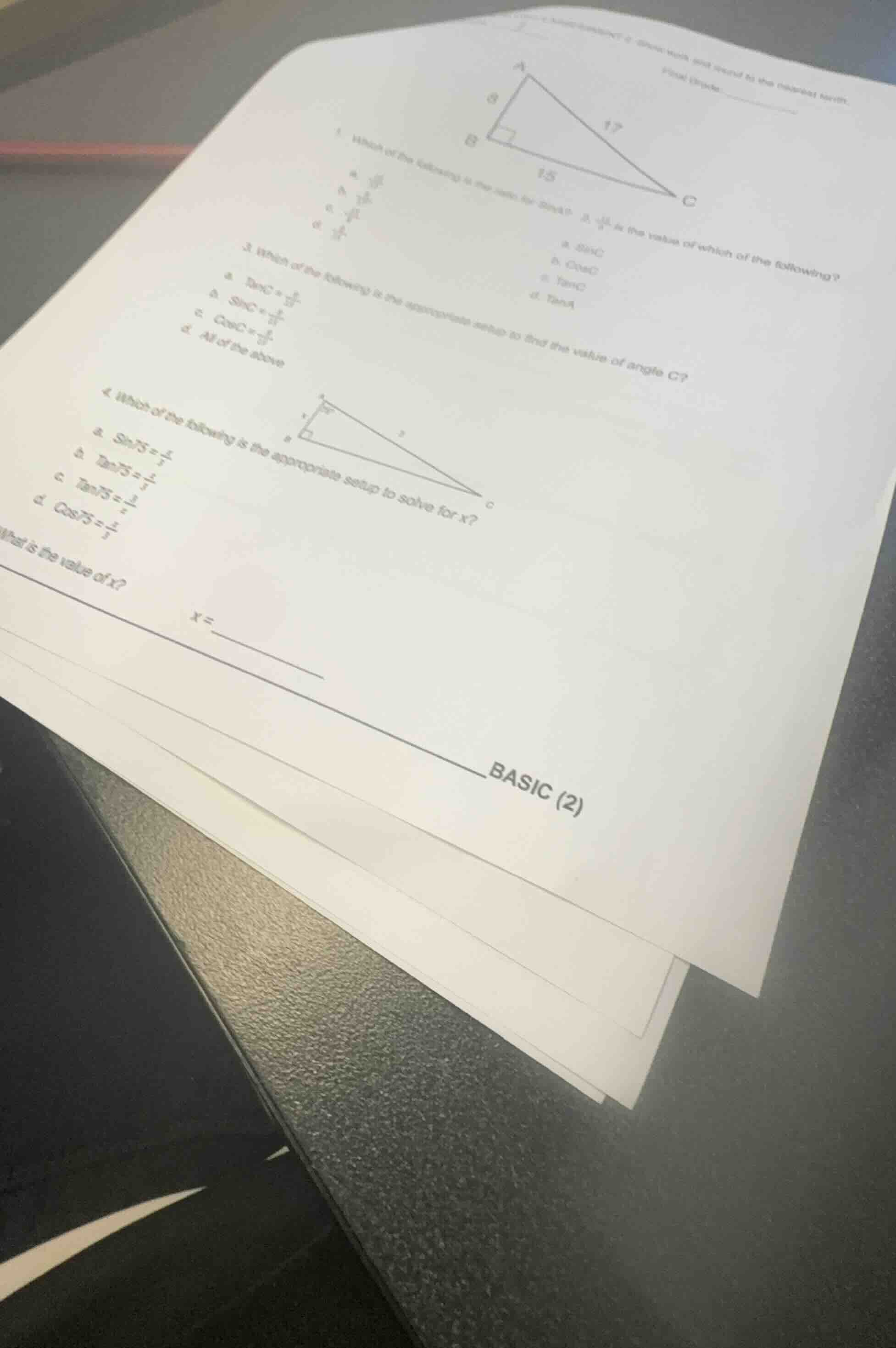 1. what of the following is the ratio for - (partially obscured) a. (8/…
