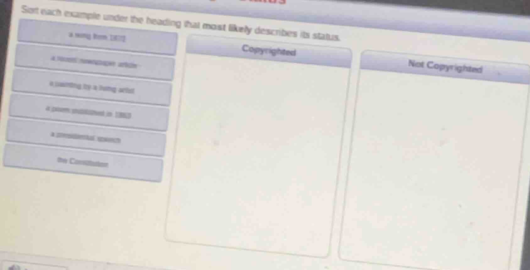 sort each example under the heading that most likely describes its stat…
