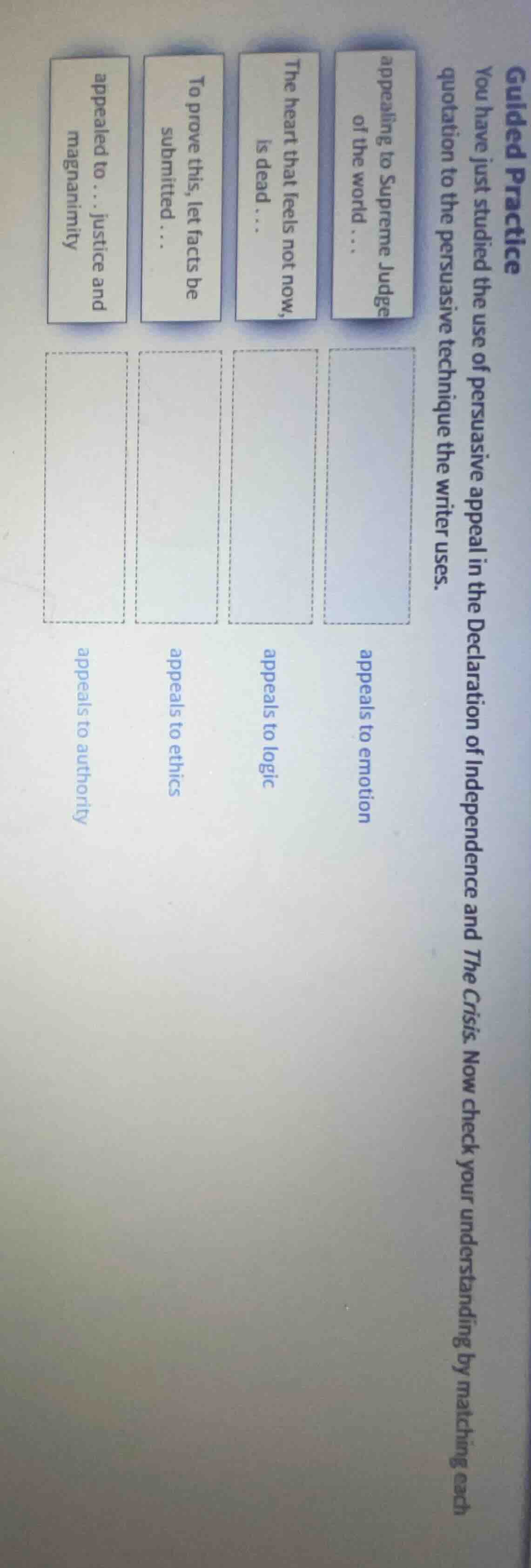 guided practice you have just studied the use of persuasive appeal in t…