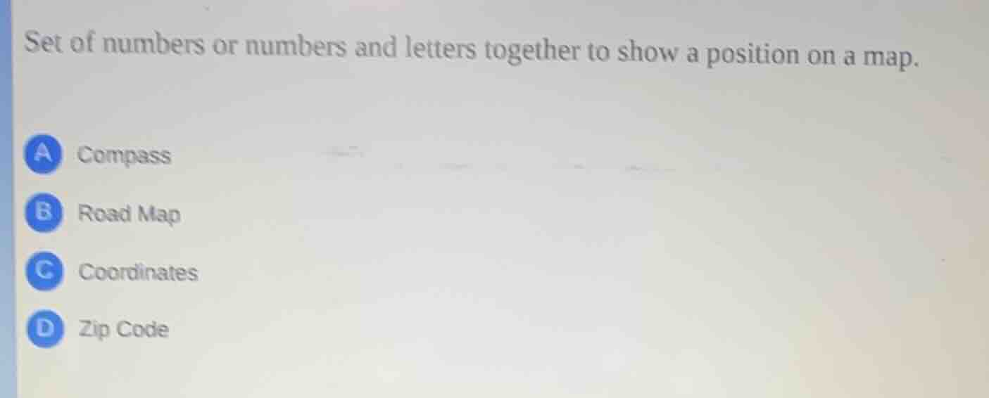 set of numbers or numbers and letters together to show a position on a …