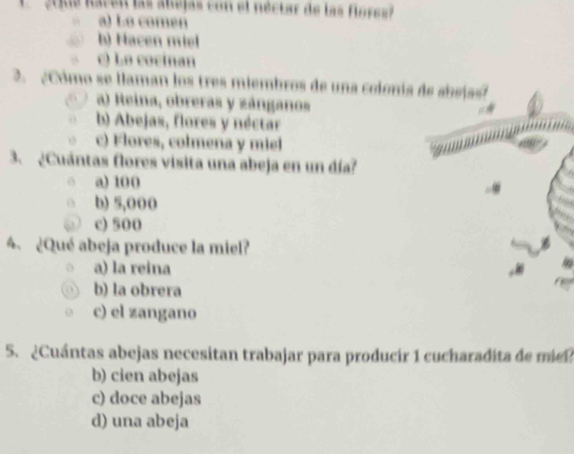 1. ¿cómo interactúan las abejas con el néctar de las flores? a) lo come…