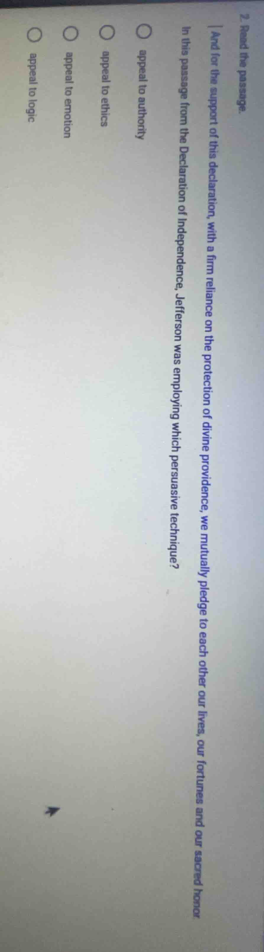 2. read the passage. and for the support of this declaration, with a fi…