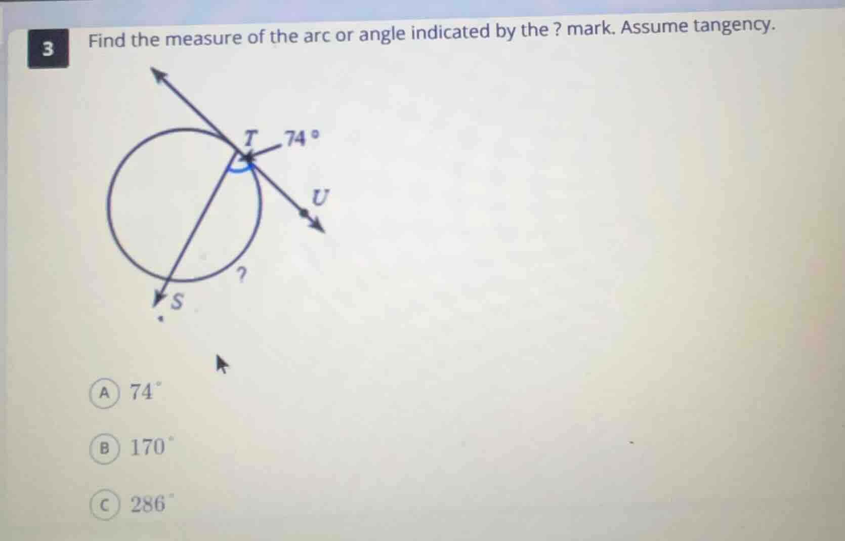 3 find the measure of the arc or angle indicated by the ? mark. assume …