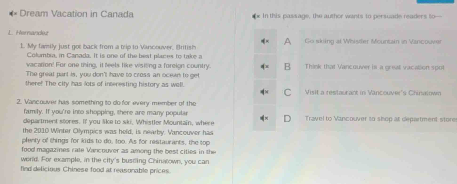 dream vacation in canada l hernandez 1. my family just got back from a …