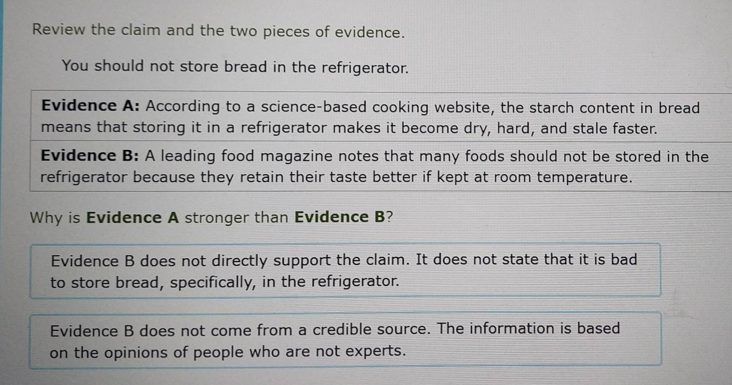 review the claim and the two pieces of evidence. you should not store b…