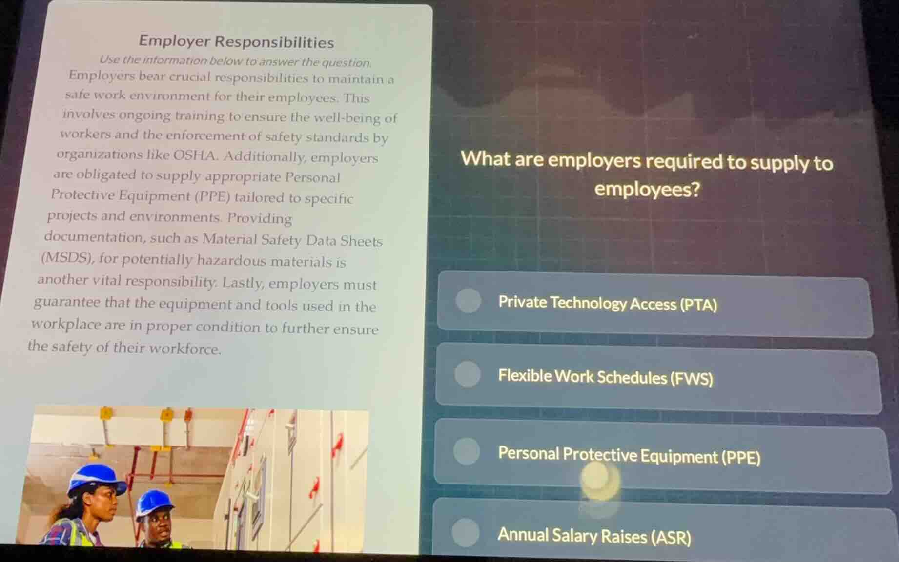 employer responsibilities use the information below to answer the quest…