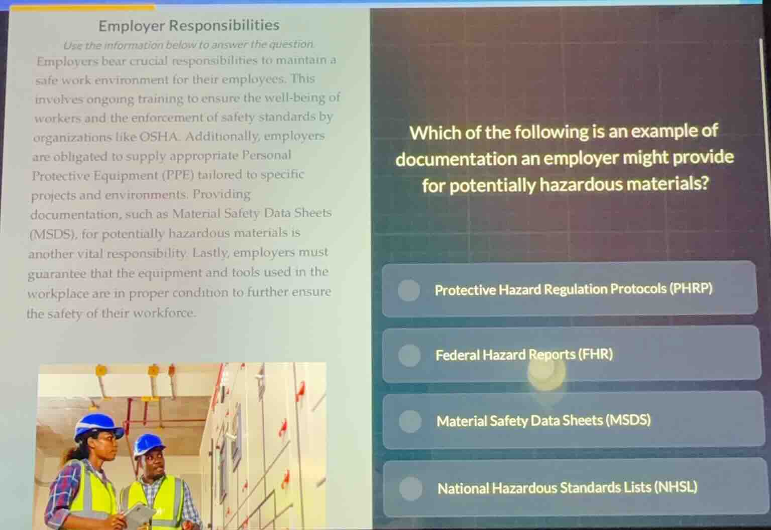 employer responsibilities use the information below to answer the quest…