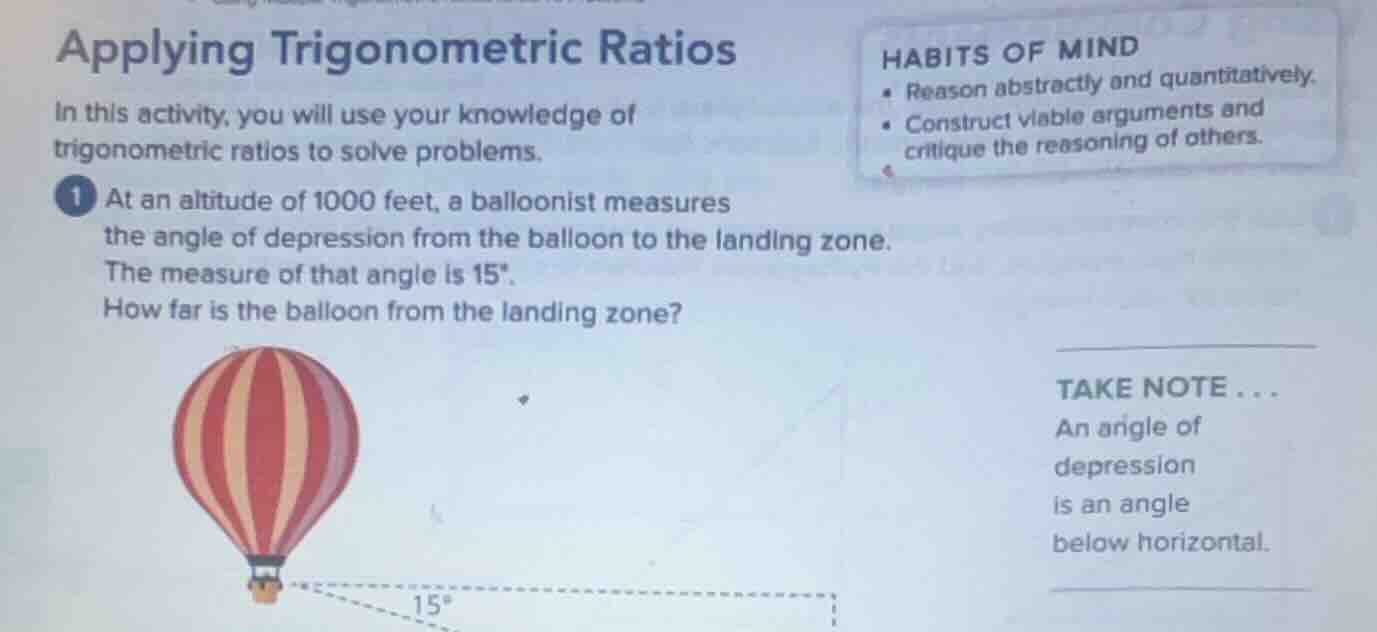 applying trigonometric ratios in this activity, you will use your knowl…