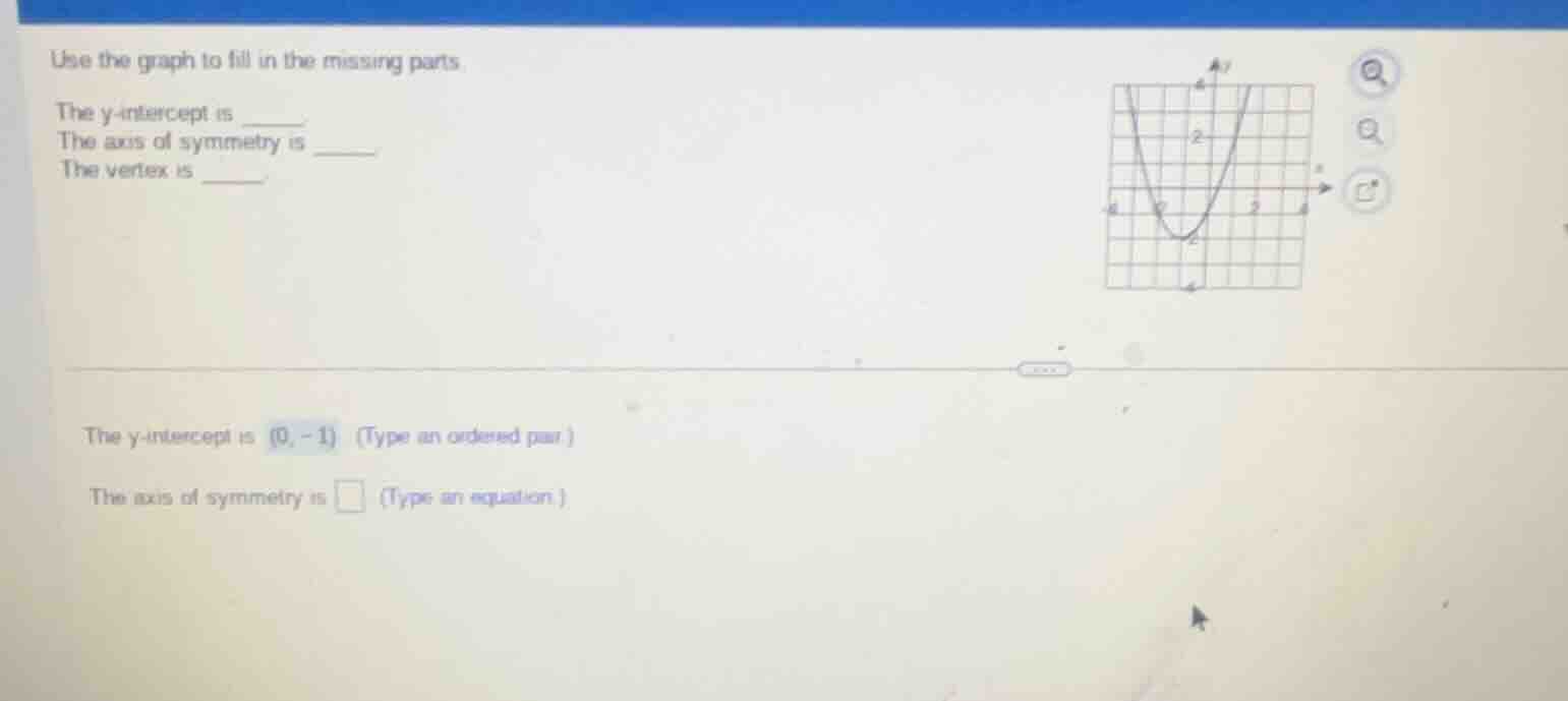 use the graph to fill in the missing parts. the y - intercept is ______…