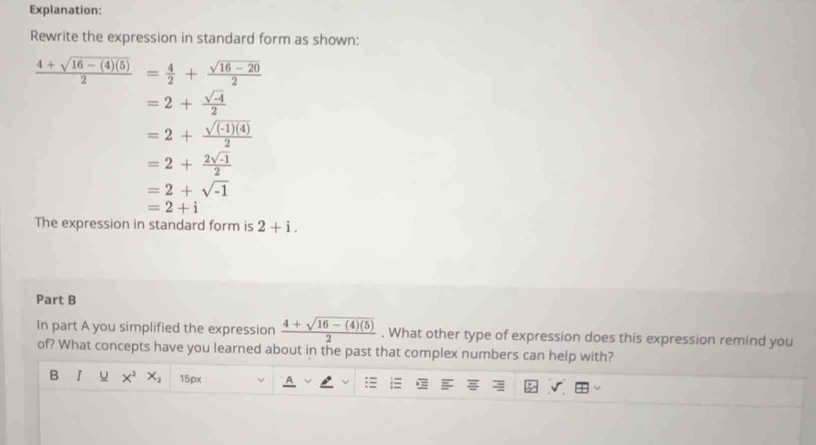 explanation: rewrite the expression in standard form as shown: \\(\\fra…