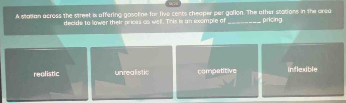 a station across the street is offering gasoline for five cents cheaper…
