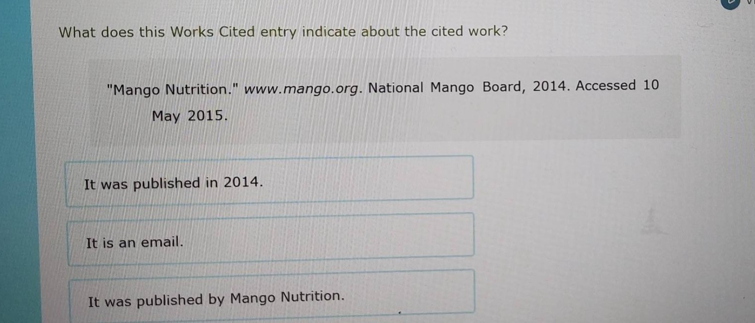 what does this works cited entry indicate about the cited work? \mango …