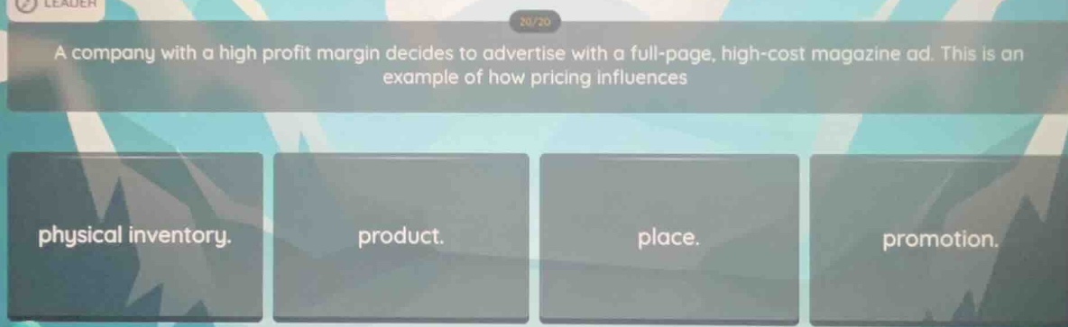 a company with a high profit margin decides to advertise with a full - …