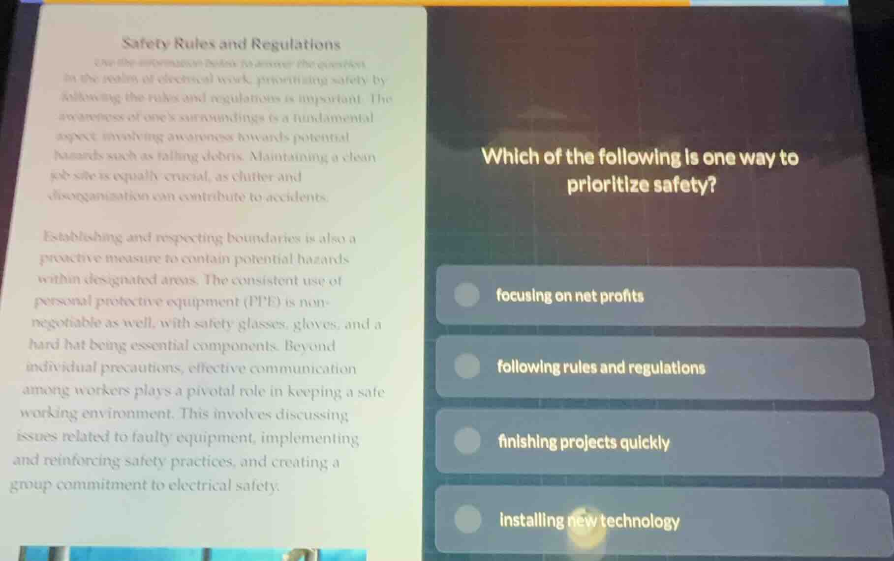 safety rules and regulations use the information below to answer the qu…