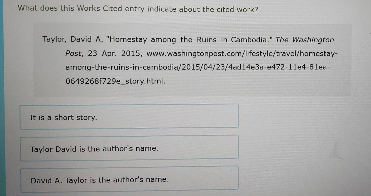 what does this works cited entry indicate about the cited work? taylor,…