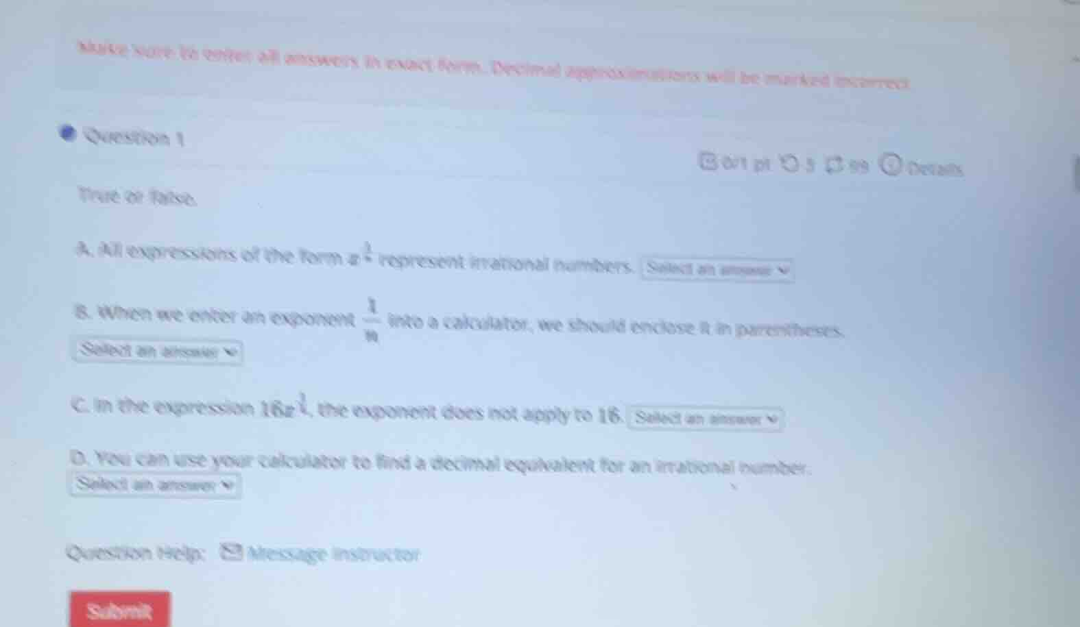 make sure to enter all answers in exact form. decimal approximations wi…