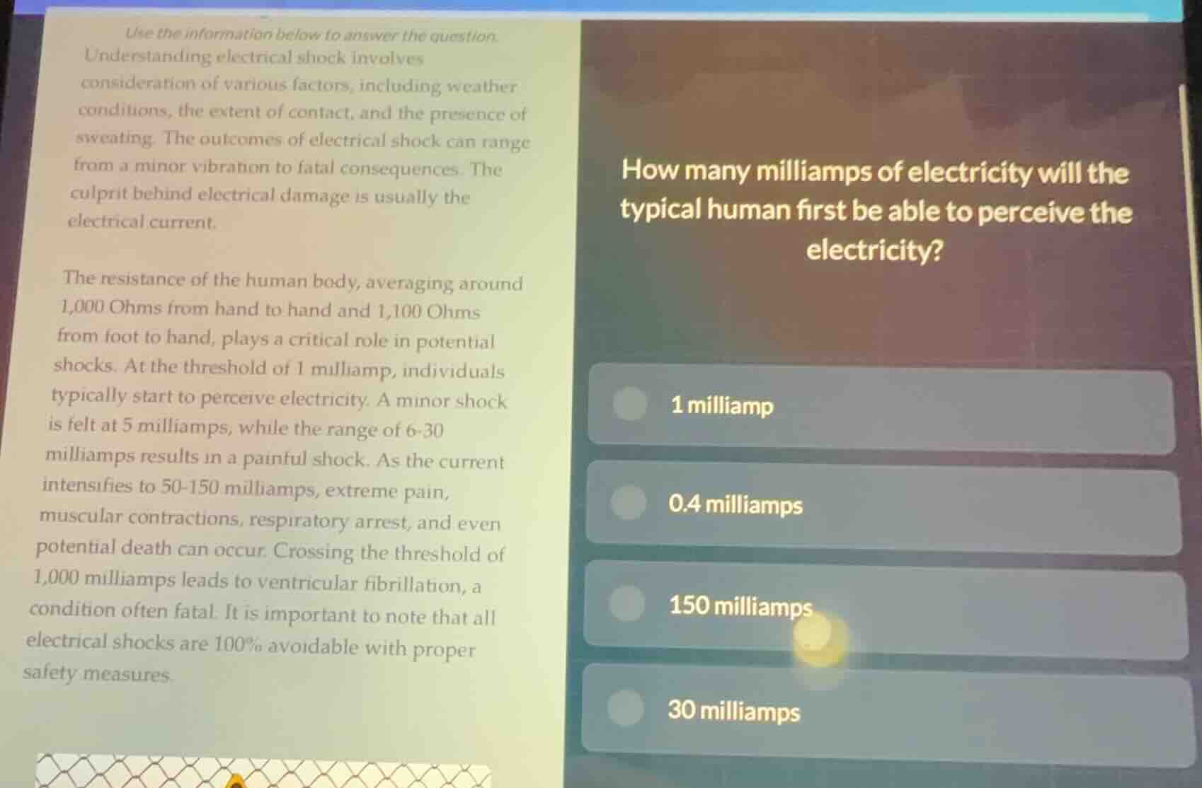 use the information below to answer the question.understanding electric…