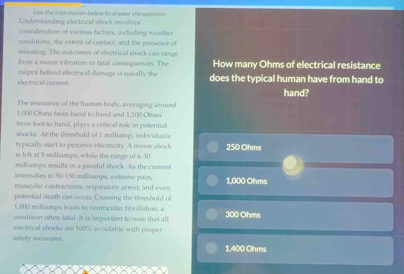 use the information below to answer the question understanding electric…