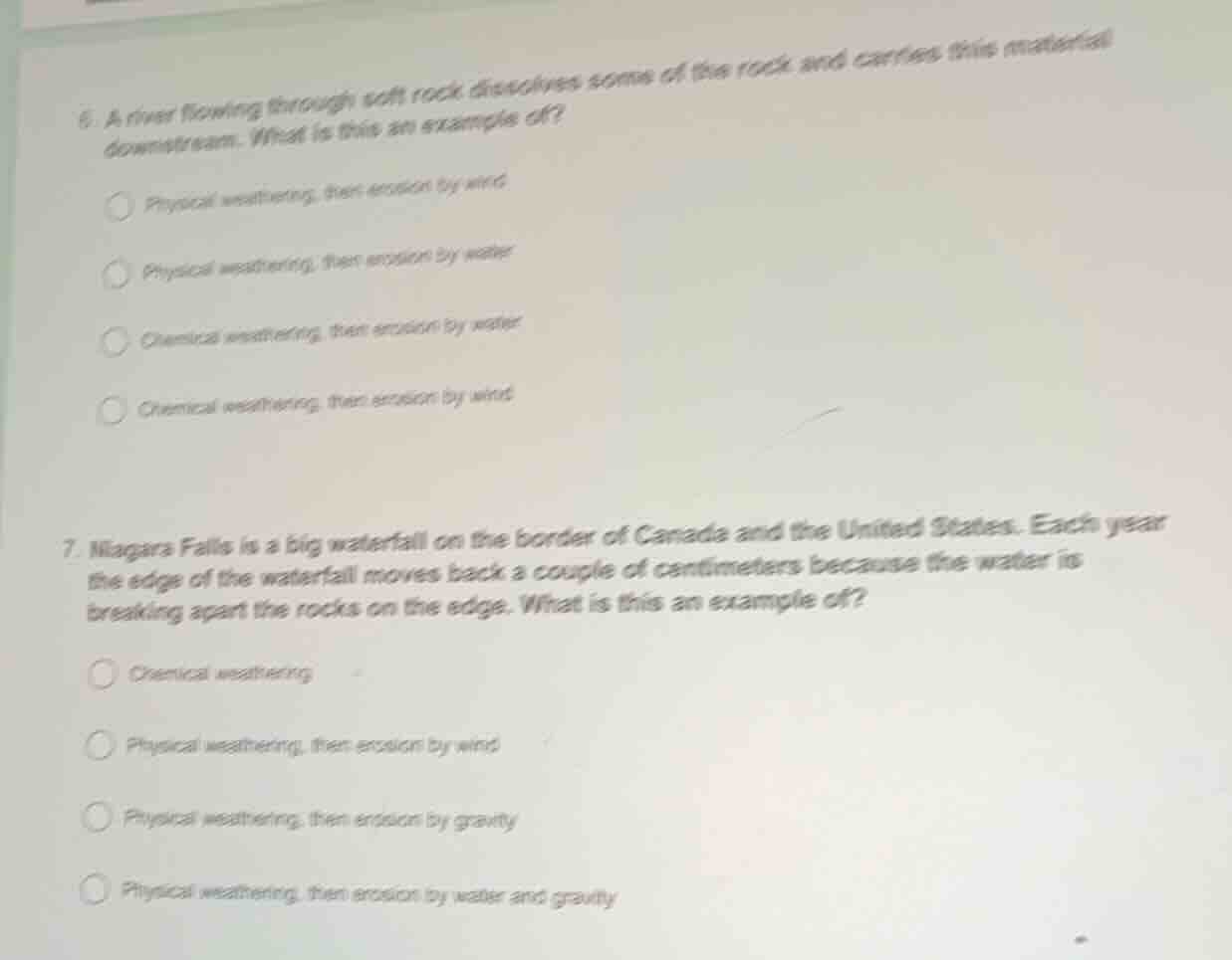 6. a river flowing through soft rock dissolves some of the rock and car…