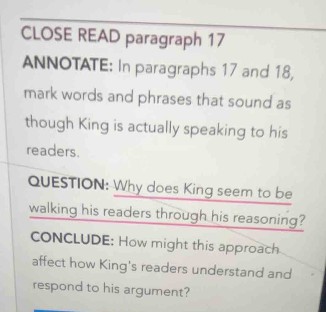 close read paragraph 17 annotate: in paragraphs 17 and 18, mark words a…
