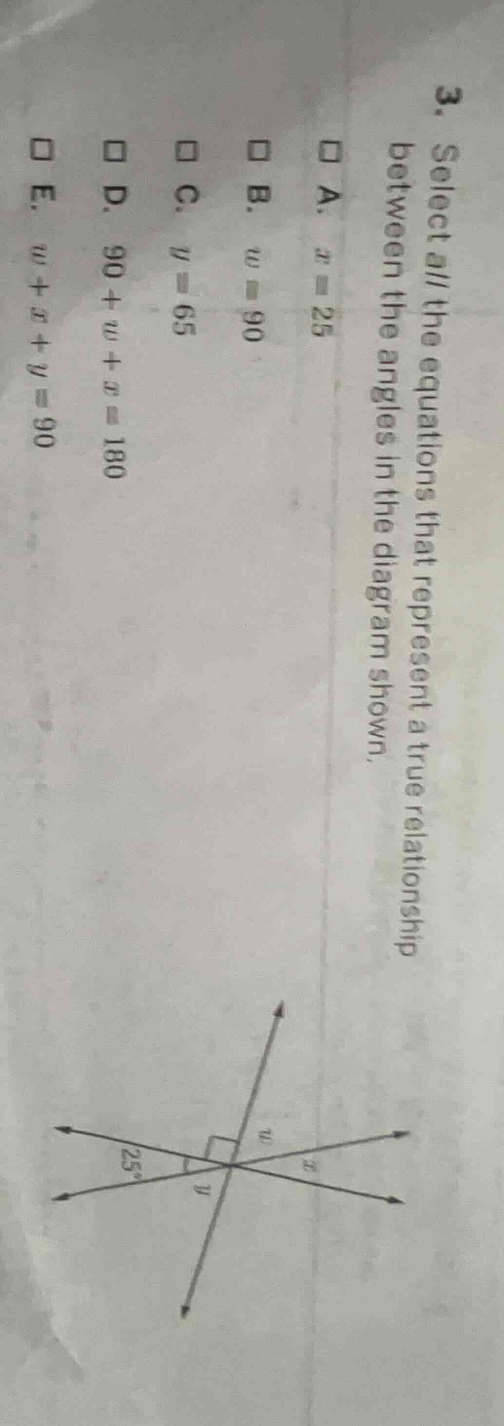 3. select all the equations that represent a true relationship between …