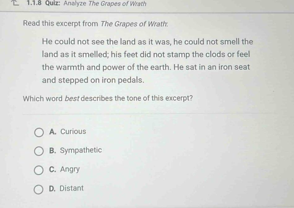 1.1.8 quiz: analyze the grapes of wrath read this excerpt from the grap…