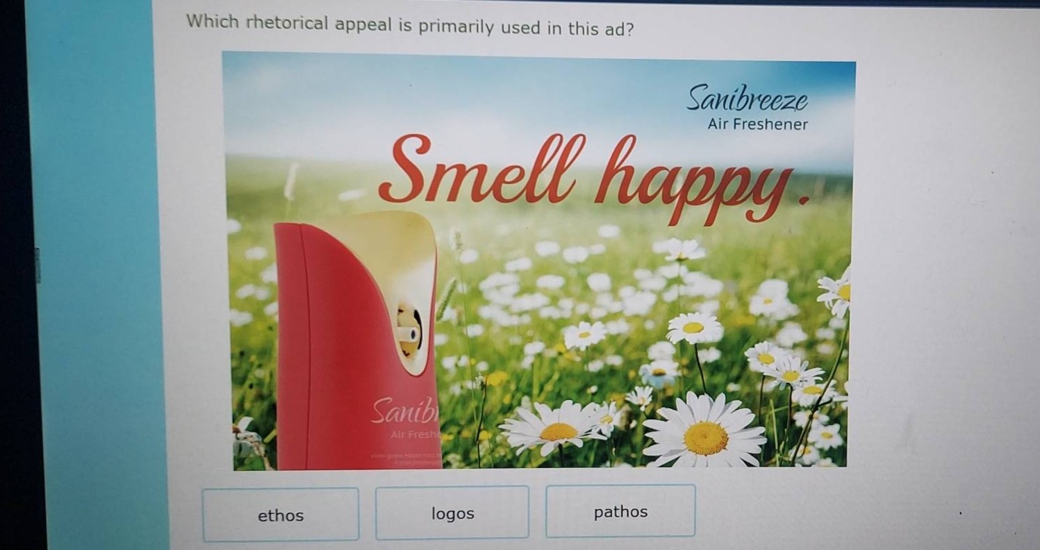 which rhetorical appeal is primarily used in this ad? sanibreeze air fr…