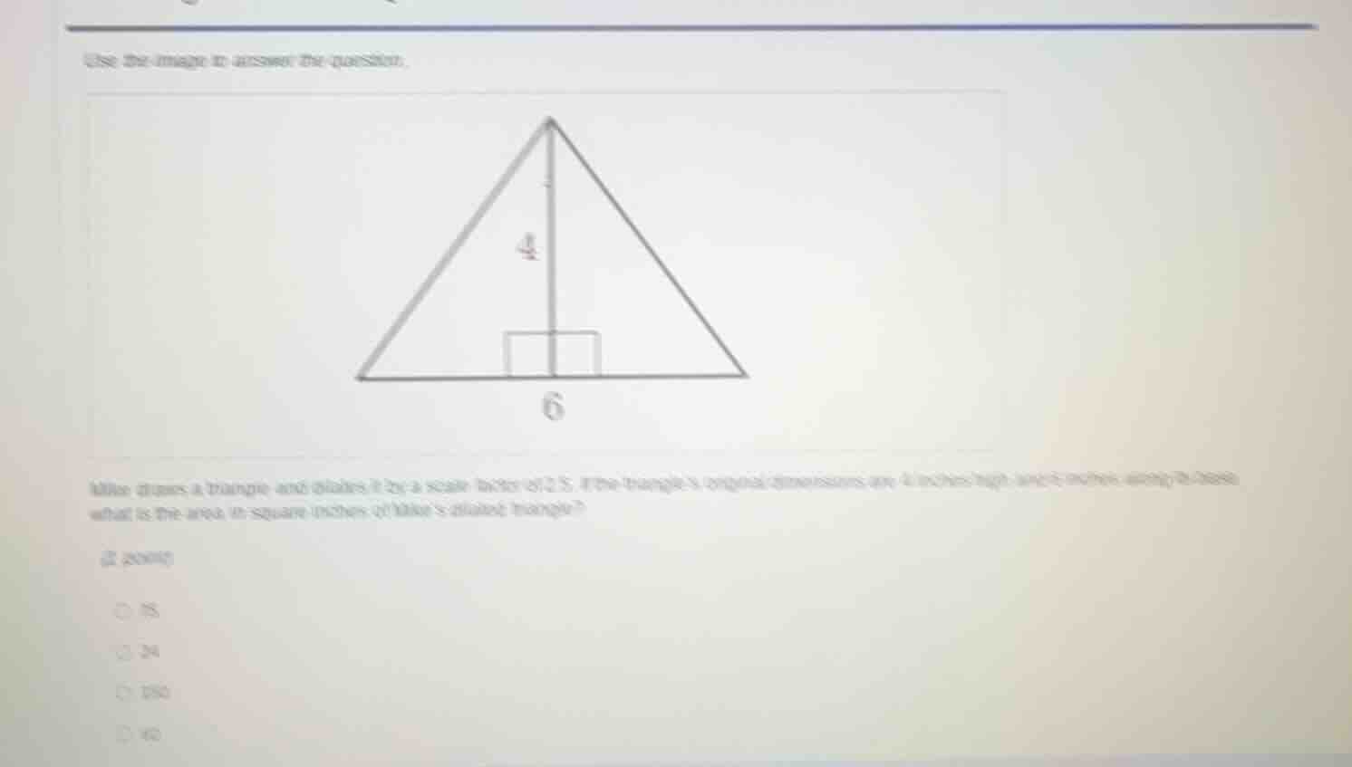 use the image to answer the question. mike draws a triangle and dilates…