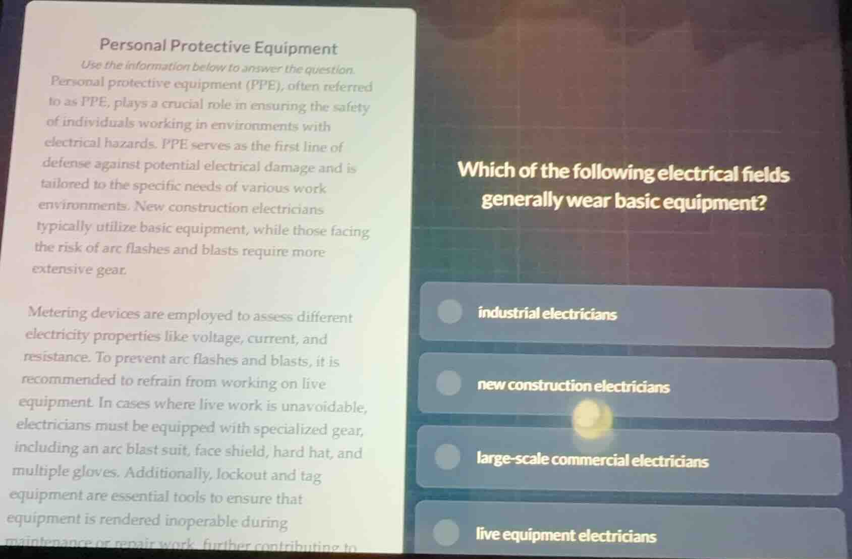 personal protective equipment use the information below to answer the q…