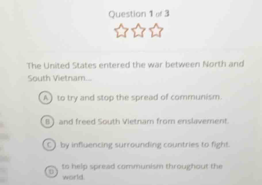 question 1 of 3 the united states entered the war between north and sou…