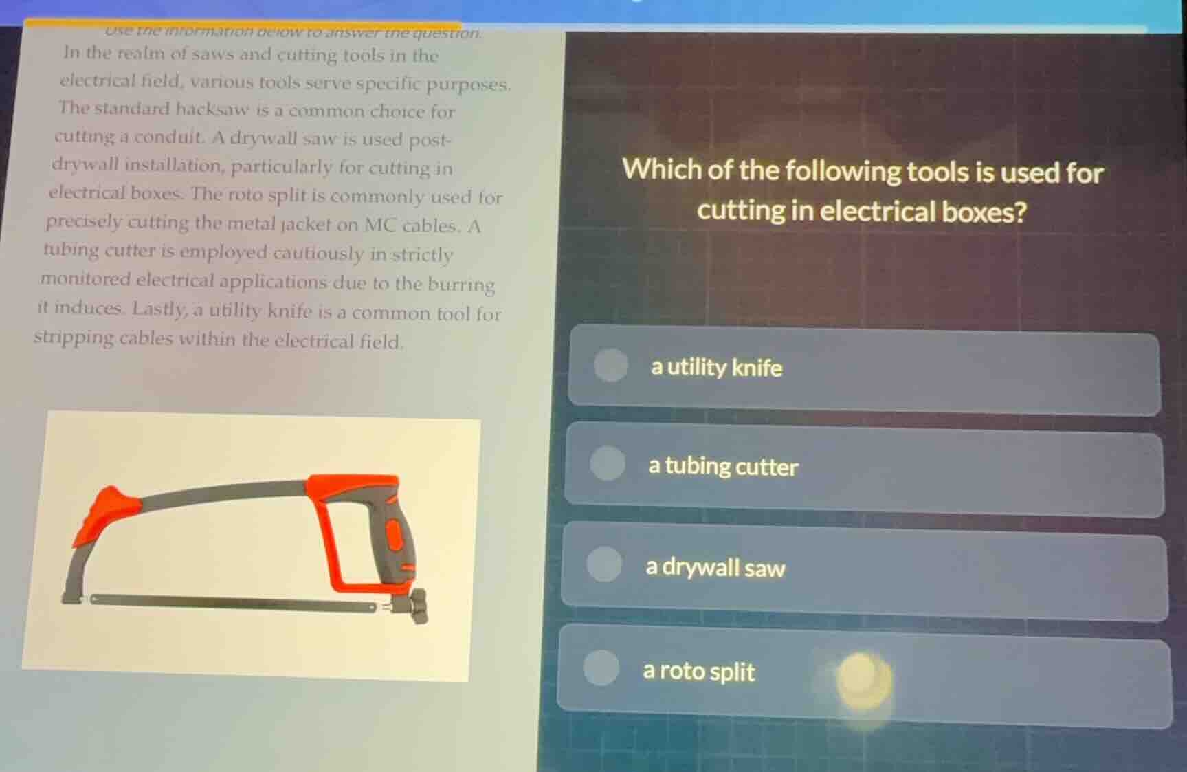 use the information below to answer the question. in the realm of saws …