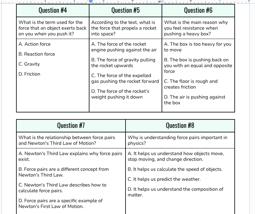 question #4 what is the term used for the force that an object exerts b…