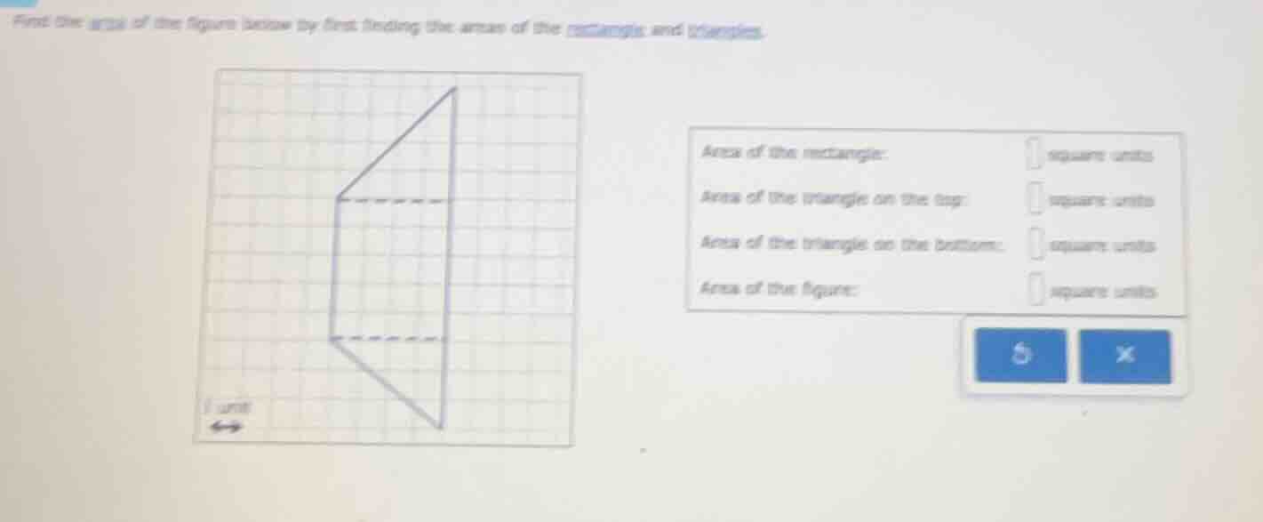 find the area of the figure below by first finding the areas of the rec…