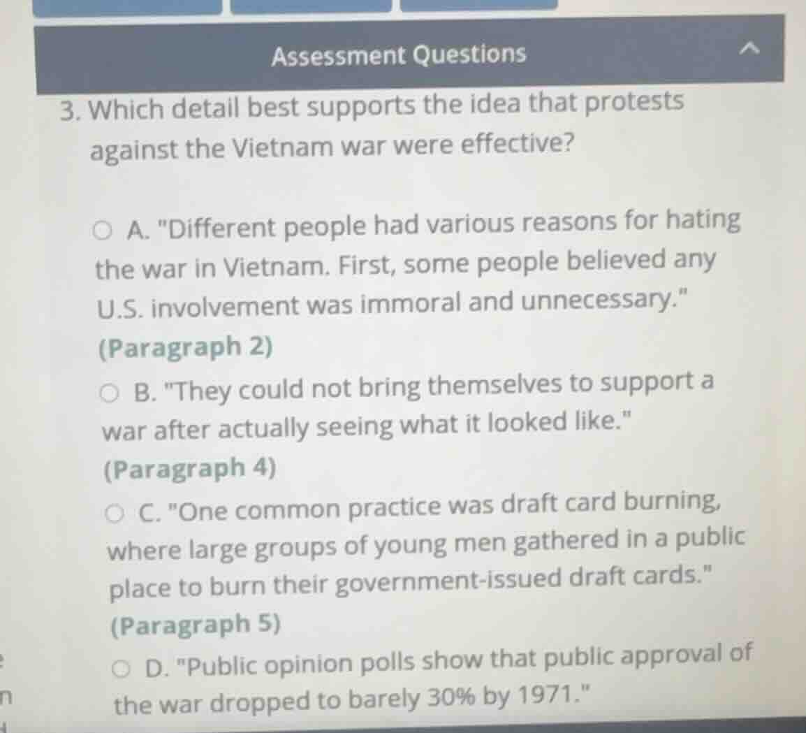 3. which detail best supports the idea that protests against the vietna…
