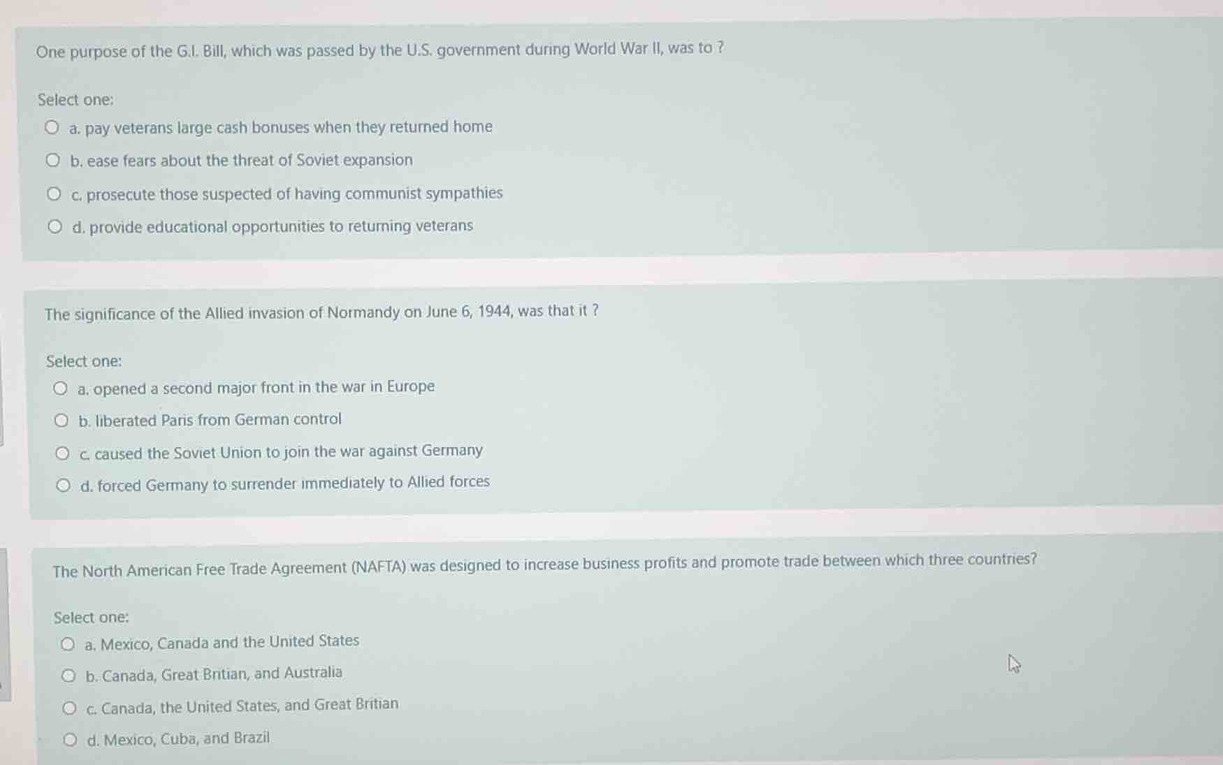 one purpose of the g.i. bill, which was passed by the u.s. government d…