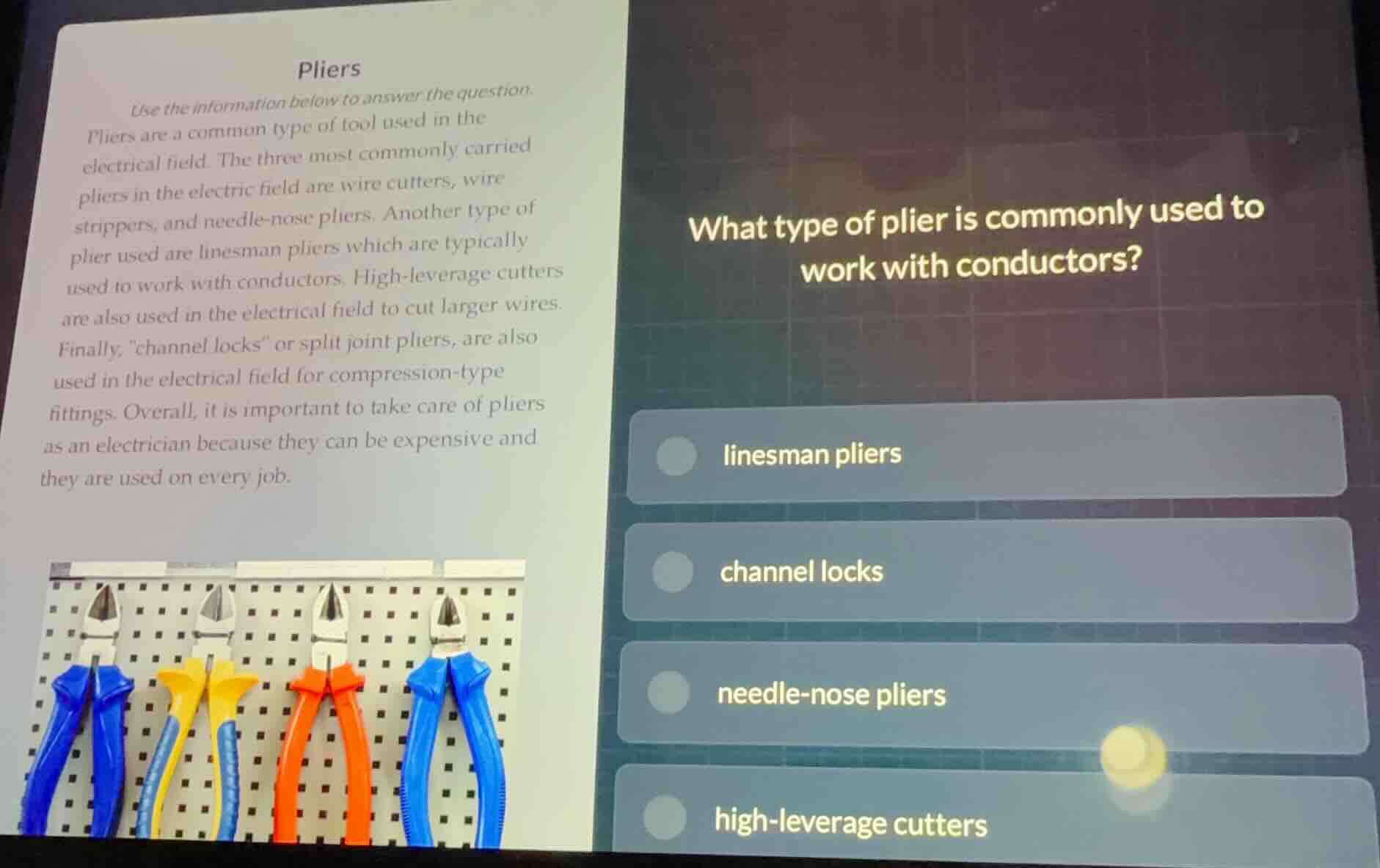 pliers use the information below to answer the question. pliers are a c…