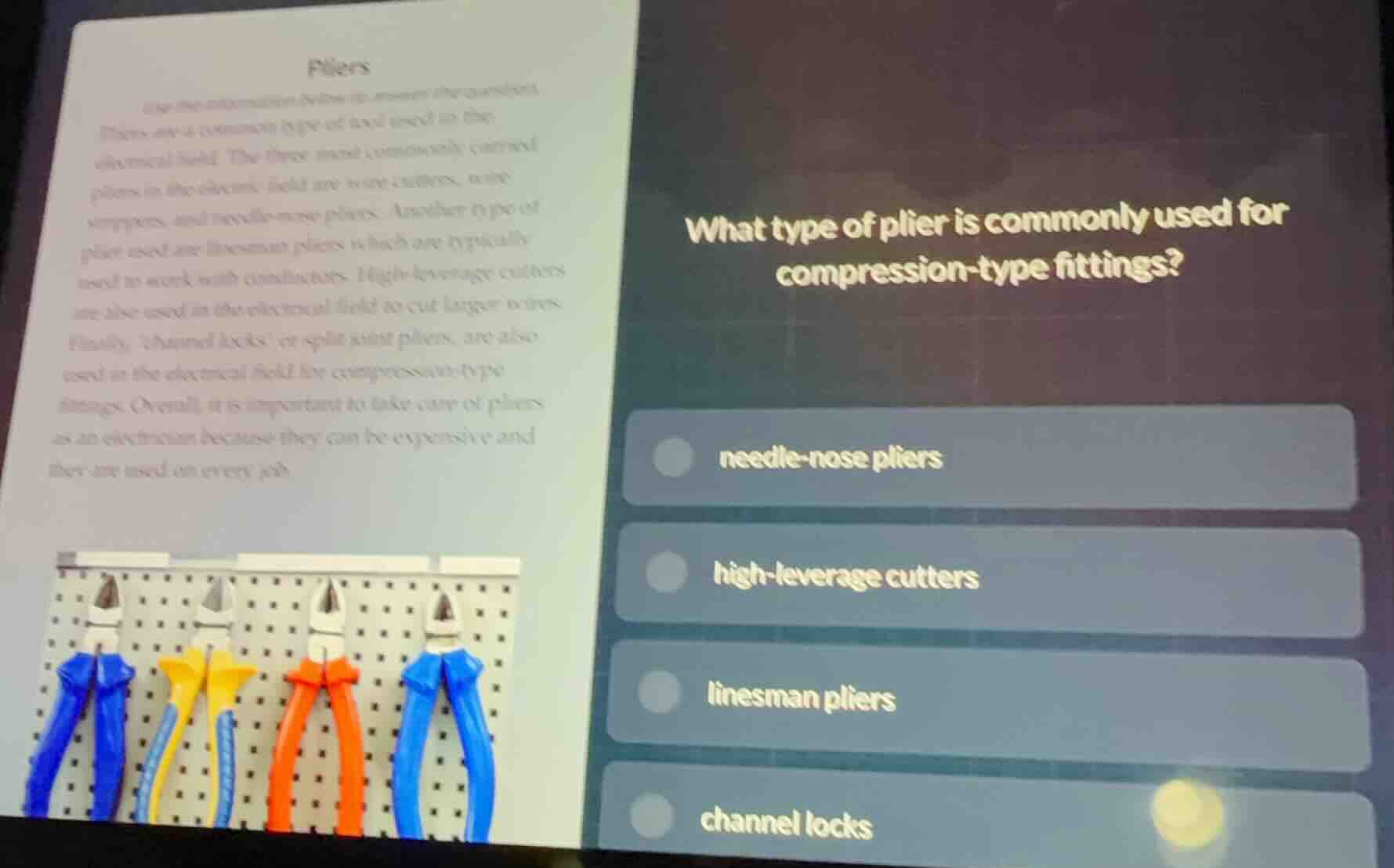 pliers use the information below to answer the question. pliers are a c…