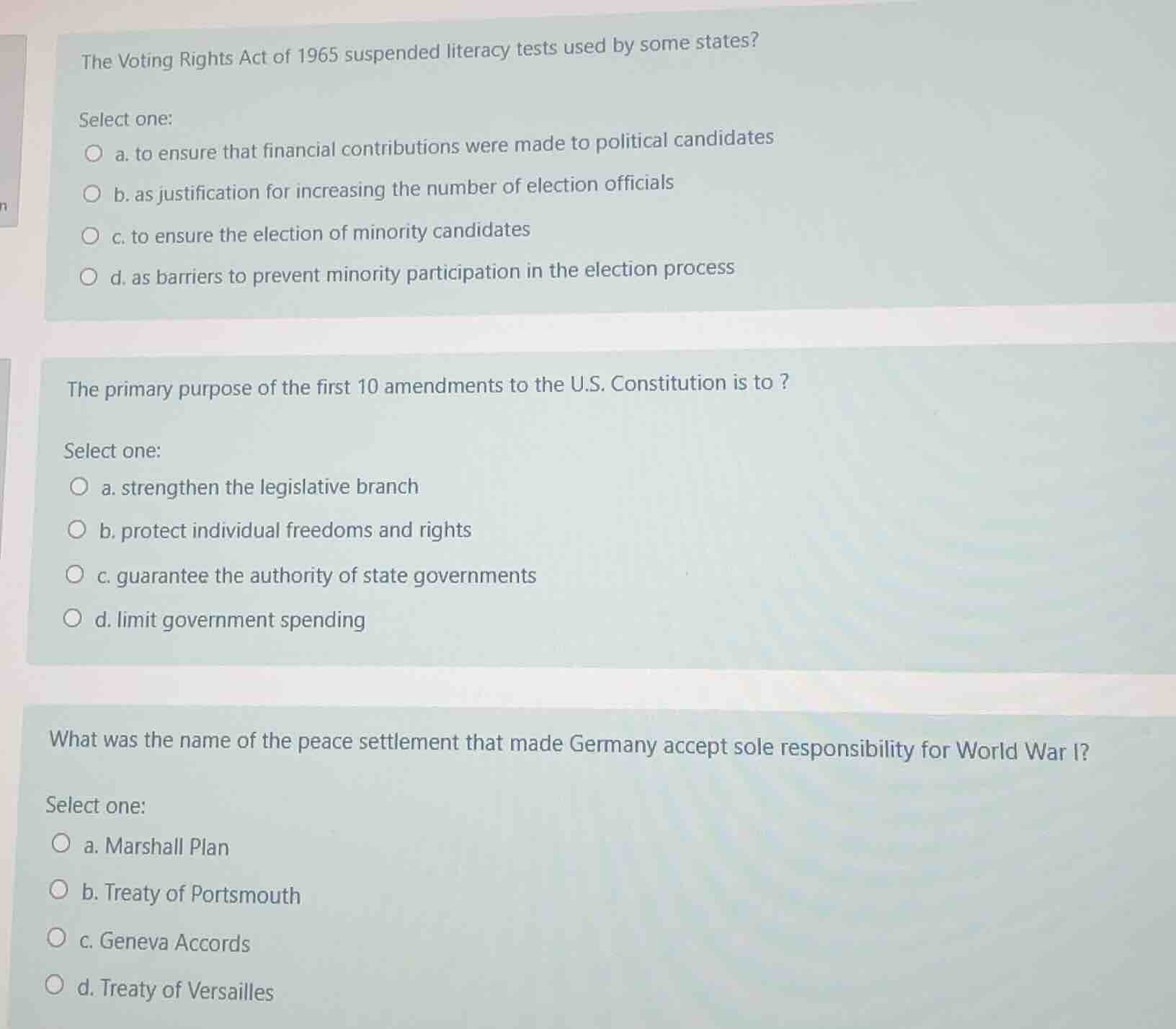 the voting rights act of 1965 suspended literacy tests used by some sta…